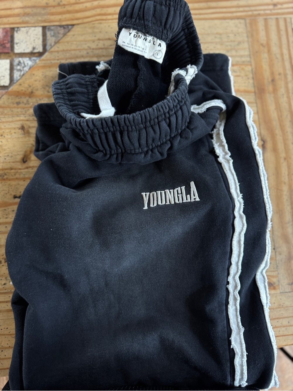 YoungLA Black Sweatpants 2124 - Vintage Striped Sweats
Black Wash / Large - Picture 3 of 6